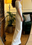 Gorgeous Prom Dress White Crew Neck Gala Gown Formal Evening Dress Graduation Outfits HZ0319
