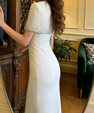 Gorgeous Prom Dress White Crew Neck Gala Gown Formal Evening Dress Graduation Outfits HZ0319