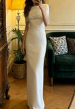 Gorgeous Prom Dress White Crew Neck Gala Gown Formal Evening Dress Graduation Outfits HZ0319