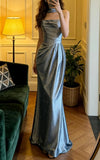 Elegant Prom Dress Strapless Beading Pleated Gala Gown Evening Dress Formal Outfits HZ0319