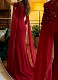 Charming Prom Dress Red Crew Neck Mermaid Gala Gown Evening Dress Formal Outfits HZ0319