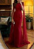 Charming Prom Dress Red Crew Neck Mermaid Gala Gown Evening Dress Formal Outfits HZ0319