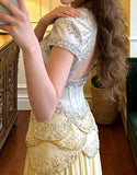 Gorgeous Prom Dress A Line Square Neck Beading Pleated Gala Gown Evening Dress Birthday Party Outfits HZ0319