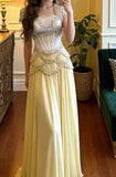 Gorgeous Prom Dress A Line Square Neck Beading Pleated Gala Gown Evening Dress Birthday Party Outfits HZ0319
