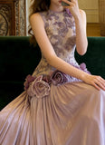 Charming Prom Dress Light Purple Crew Neck Pleated Gala Gown Formal Outfits Evening Dress Graduation Dress HZ0319