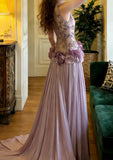 Charming Prom Dress Light Purple Crew Neck Pleated Gala Gown Formal Outfits Evening Dress Graduation Dress HZ0319
