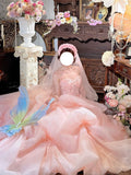 Cute Ball Gown Pink Sweetheart Floral Quinceanera Dress Evening Dress 18th Birthday Prom Gown HZ0319