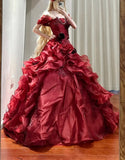 Gorgeous Ball Gown Off Shoulder Ruffle Quinceanera Dress Evening Dress 18th Birthday Prom Gown HZ0319