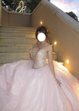 Sparkling Ball Gown Light Pink Sweetheart Tulle Evening Dress Quinceanera Dress 18th Birthday Prom Gown HZ0319