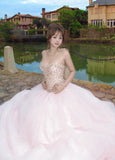 Sparkling Ball Gown Light Pink Sweetheart Tulle Evening Dress Quinceanera Dress 18th Birthday Prom Gown HZ0319
