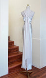 Elegant Prom Dress Satin Sliver V-neck Backless Gala Gown Evening Dress Birthday Party Outfits HZ0319