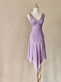 Elegant Prom Dress Light Purple V-neck Gala Gown Evening Dress Birthday Party Outfits HZ0319
