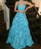 Pretty Prom Dress A Line V-neck Pleated Gala Gown Evening Dress Birthday Party Outfits HZ0319