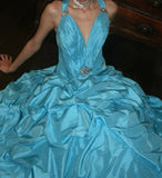 Pretty Prom Dress A Line V-neck Pleated Gala Gown Evening Dress Birthday Party Outfits HZ0319