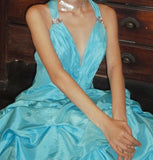Pretty Prom Dress A Line V-neck Pleated Gala Gown Evening Dress Birthday Party Outfits HZ0319