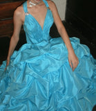Pretty Prom Dress A Line V-neck Pleated Gala Gown Evening Dress Birthday Party Outfits HZ0319
