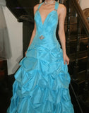 Pretty Prom Dress A Line V-neck Pleated Gala Gown Evening Dress Birthday Party Outfits HZ0319