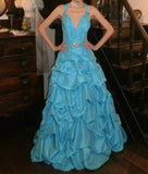 Pretty Prom Dress A Line V-neck Pleated Gala Gown Evening Dress Birthday Party Outfits HZ0319