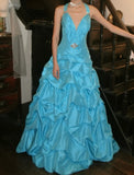 Pretty Prom Dress A Line V-neck Pleated Gala Gown Evening Dress Birthday Party Outfits HZ0319