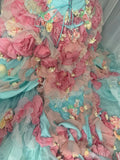 Colorful Ball Gown Strapless Floral Evening Dress Quinceanera Dress 18th Birthday Prom Gown HZ0319