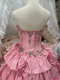 Charming Ball Gown Pink Spaghetti Straps Pleated Evening Dress Quinceanera Dress 18th Birthday Prom Gown HZ0319