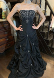 Chic Prom Dress Black Strapless Pleated Gala Gown Evening Dress Graduation Dress HZ0319