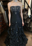 Chic Prom Dress Black Strapless Pleated Gala Gown Evening Dress Graduation Dress HZ0319