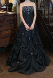 Chic Prom Dress Black Strapless Pleated Gala Gown Evening Dress Graduation Dress HZ0319