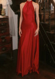 Beauty Prom Dress Satin Halter Gala Gown Evening Dress Graduation Dress HZ0319