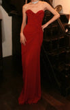 Chic Prom Dress Brick Red Sweetheart Pleated Gala Gown Fomal Evening Dress Graduation Dress HZ0319