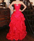 Stunning Prom Dress Red Sweetheart Pleated Gala Gown Fomal Evening Dress Graduation Dress HZ0319