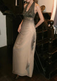 Beauty Prom Dress Ombre Halter Ruffle Gala Gown Fomal Evening Dress Graduation Dress HZ0319