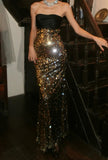 Stunning Prom Dress Strapless Sequins Mermaid Gala Gown Fomal Evening Dress 18th Birthday Party Dress HZ0319