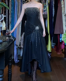Fashion Prom Dress A Line Strapless Pleated Gala Gown Fomal Evening Dress Graduation Dress HZ0319