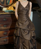 Pretty Prom Dress V-neck Pleated Gala Gown Fomal Evening Dress Birthday Party Dress HZ0319