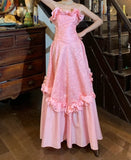 Beauty Prom Dress A Line Pink Strapless Ruffle Gala Gown Fomal Evening Dress Graduation Dress HZ0319
