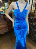 Stunning Prom Dress Royal Blue V-neck Pleated Mermaid Gala Gown Formal Evening Dress 18th Birthday Party Dress HZ0319