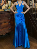 Stunning Prom Dress Royal Blue V-neck Pleated Mermaid Gala Gown Formal Evening Dress 18th Birthday Party Dress HZ0319