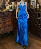 Stunning Prom Dress Royal Blue V-neck Pleated Mermaid Gala Gown Formal Evening Dress 18th Birthday Party Dress HZ0319
