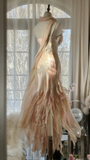 Vintage Mermaid Beaded Floral Design Romantic Chiffon Evening Dress Prom Dress HZ0319