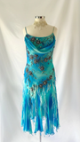 Vintage Blue Spaghetti Straps Sheath Beading Long Evening Party Dress, HZ0319