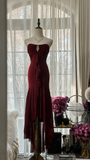Elegant Burgundy Strapless Gorgeous Beaded Chiffon Evening Dress Prom Dress HZ0319