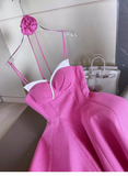 New Fashion Rose Pink Sweetheart Spaghetti Strap Design A-line Party Dresses Homecoming Dresses, HZ0319