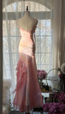 Vintage Pink Floral A-line Spaghetti Strap Irregular Hem Evening Dress Prom Dresses, HZ0319