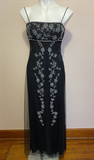 Black Spaghetti Straps A-Line Beading Vintage Long Evening Party Dress, HZ0319