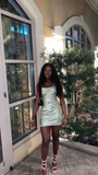 Pretty Straps Sheath Satin Short Party Dresses Homecoming Dresses, HZ0319