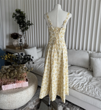 Simple Floral Spaghetti Strap Design A-line Split Women Party Dress, HZ0319