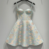 Cute Floral Sweetheart Spaghetti Strap Design Satin Party Dress Homecoming Dress HZ0319