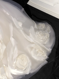 Elegant Ivory 3D Flowers Design A-Line Tulle Wedding Dress Prom Dress Evening Dress Ball Gown HZ0319