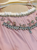 Chic Pink Spaghetti Strap Beading A-line V-neck Party Dresses Homecoming Dresses, HZ0319